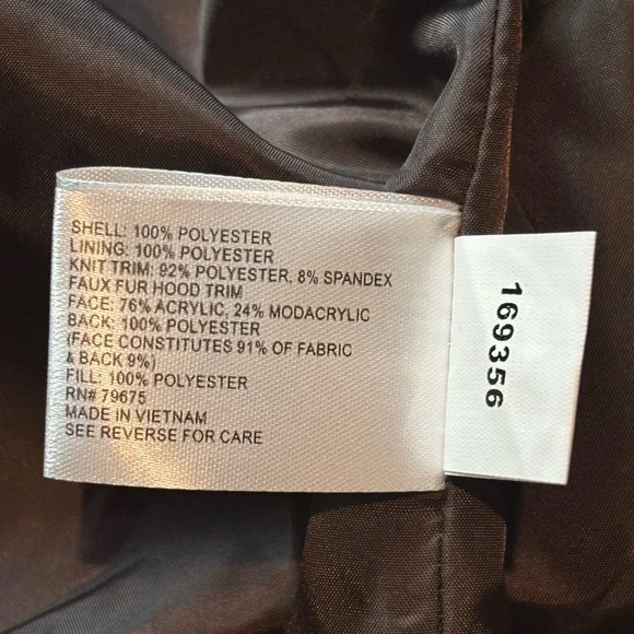 Michael Kors Chocolate Winter Puffer Coat MK Jacket Fur Hood Size S M L XL NWT - Picture 12 of 12